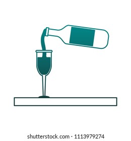 Serving wine on cup in blue lines