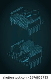 Planos isométricos de escudo servo Ilustraciones vectoriales estilizadas