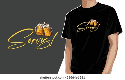 servus, saludo bávaro informal, diseño de camisetas con cervezas