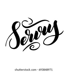 Servus. Traditional German Oktoberfest bier festival with bavarian Servus. Vector hand-drawn brsh lettering illustration isolated on white.