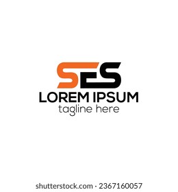 Design-Vektorgrafik-Vorlage für SES-Logo auf weißem Hintergrund in Illustrator