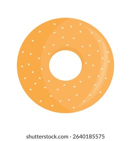 Sesame bagel isolated on a white background. Round, golden-brown bread with sesame seeds. Perfect for bakery or food-related design projects. Vector illustration.