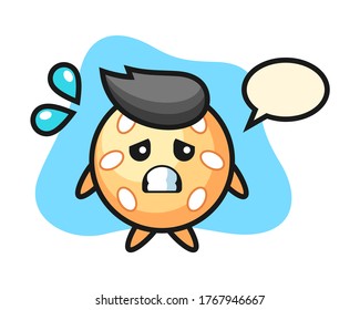 Sesame ball cartoon with afraid gesture