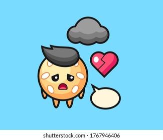 Sesame ball cartoon is broken heart