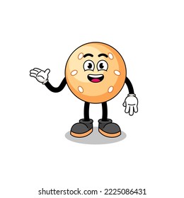 sesame ball cartoon with welcome pose , character design