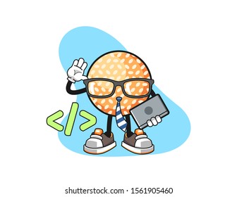 Sesame Ball developer cartoon. Mascot Character vector.