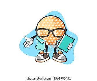 Sesame Ball doctor cartoon. Mascot Character vector.