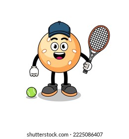 sesame ball illustration as a tennis player , character design