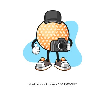 Sesame Ball photographer cartoon. Mascot Character vector.