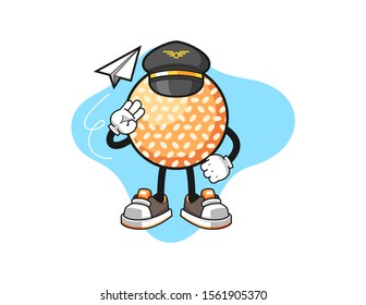 Sesame Ball pilot cartoon. Mascot Character vector.
