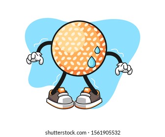 Sesame Ball scare cartoon. Mascot Character vector.