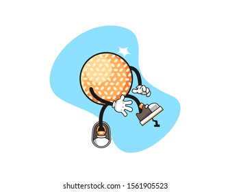 Sesame Ball step on nail cartoon. Mascot Character vector.