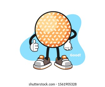 Sesame Ball thumbs up cartoon. Mascot Character vector.