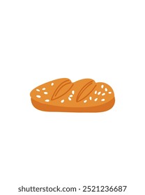 Sesambrot auf weißem Hintergrund, Platz für Text, Kopienraum