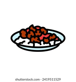 sesame chicken chinese cuisine color icon vector. sesame chicken chinese cuisine sign. isolated symbol illustration