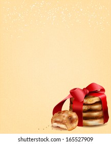 Sesame cookies on old paper texture. Place for your text. Christmas design