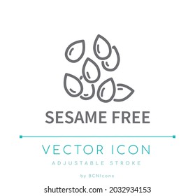 Sesame Free Line Icon. No Sesame Food Allergen Vector Symbol.