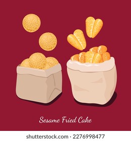 Sesame Fried Cake round shape and chicken thigh shape in the paper bag