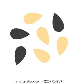 Sesame icon. Black and white sesame seed. Cooking ingredient. Vector illustration