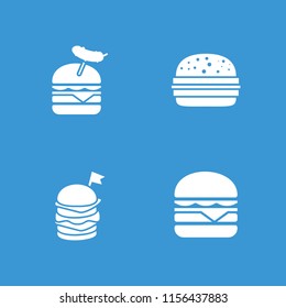Sesame icon. collection of 4 sesame filled icons such as burger with sausage, cheeseburger, double burger with flag. editable sesame icons for web and mobile.