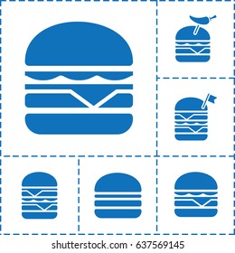 Sesame icon. set of 6 sesame filled icons such as double burger with flag, burger with pepper