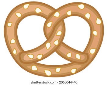 Sesame pretzel - baked product - vector full color picture for logo or badge. Sesame brezel - Traditional German meal snack