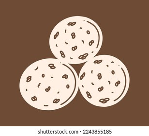 Bolas de semilla de sésamo, ilustración vectorial jian dui. El postre chino del Año Nuevo jiandui al estilo doodle.