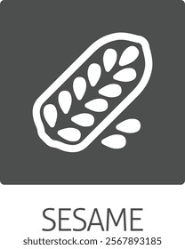 A sesame seed and capsule pod food allergen icon concept. Possibly an icon for the allergen or allergy.