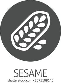 A sesame seed and capsule pod food allergen icon concept. Possibly an icon for the allergen or allergy.