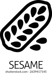 A sesame seed and capsule pod food allergen icon concept. Possibly an icon for the allergen or allergy.