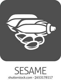 A sesame seed and capsule pod food allergen icon concept. Possibly an icon for the allergen or allergy.