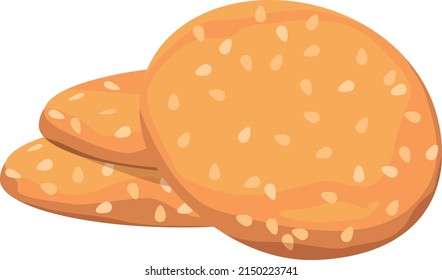 Sesame seed cookie. Round homemade biscuit icon