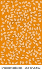 Sesame seed food motif on a brown background