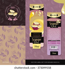 Sesame Seed Oil Vector Label Set