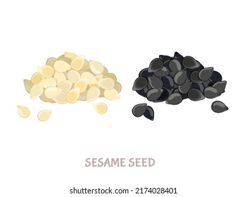 Sesame seed pile. Vector simple illustration isolated on white. Icon in flat style.