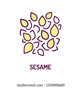 Sesame Seeds Color Line Icon. Spices, Seasoning. Cooking Ingredient. Pictogram For Web Page, Mobile App, Promo.