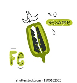 Sesame seeds contain the maximum amount of iron. Dieting or good health concept.