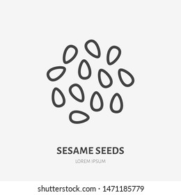 Sesame seeds flat line icon. Vector thin sign of nut, healthy food outline illustration.