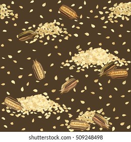 Sesame seeds isolated seamless vector pattern. sesame seeds. vector pattern. Sesame. Vector illustration. 