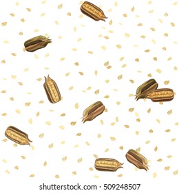 Sesame seeds isolated seamless vector pattern. sesame seeds. vector pattern. Sesame. Vector illustration. 
