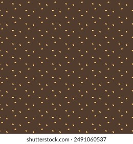 Sesame seeds seamless pattern. Pile of white sesame print. Vector graphic print on brown background.