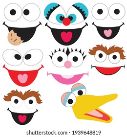 Sesame Street Face Icon Pack Eyes Mouth Printable Set