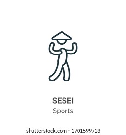 Sesei outline vector icon. Thin line black sesei icon, flat vector simple element illustration from editable sports concept isolated stroke on white background