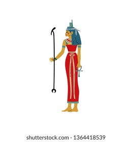 Seshat, Goddess of Art, Literature, Destiny and Counting, Symbol of Ancient Egyptian Culture Vector Illustration