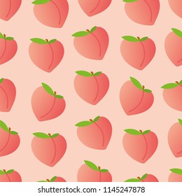 Sesmless Peach Fruit Summer Background Repeat Pattern