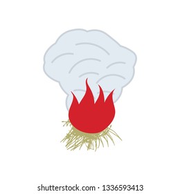 Ícone de queima de grama sazonal. Design de cores planas. Ilustração vetorial.
