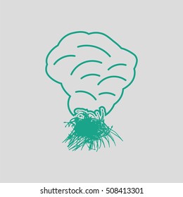 Sesonal grass burning icon. Gray background with green. Vector illustration.