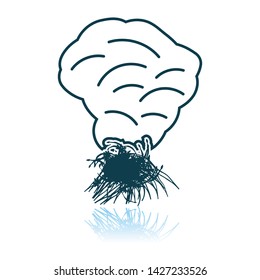 Sesonal Grass Burning Icon. Shadow Reflection Design. Vector Illustration.