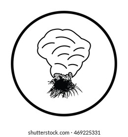 Sesonal grass burning icon. Thin circle design. Vector illustration.