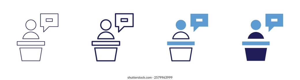 Session moderator icon in 4 different styles. Thin Line, Line, Bold Line, Duotone. Duotone style. Editable stroke.